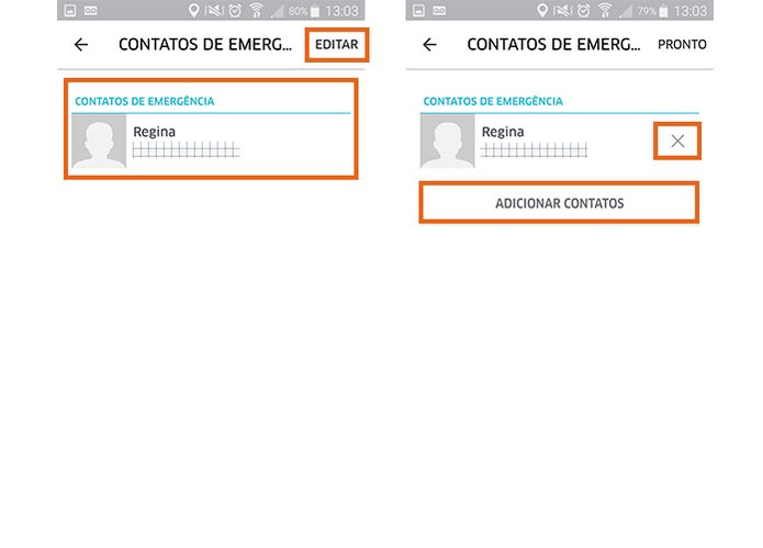 É possível adicionar ou remover diversos contatos de emergência no Uber (Foto: Reprodução/Barbara Mannara)