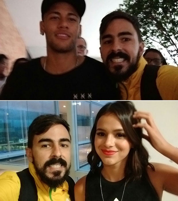 Neymar e Bruna Marquezine posam com fã no Rio (Foto: Alvaro Fernandes / Arquivo Pessoal)