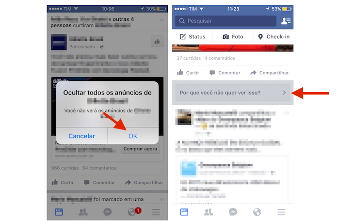 Confirmando a ocultação de um anúncio no Feed de Notícias do Facebook pelo iPhone (Foto: Reprodução/Marvin Costa)