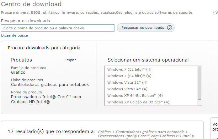 Filtrando downloads por sistema operacional (Foto: Reprodução/Helito Bijora)