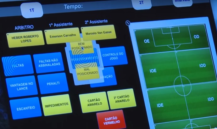 Software de análise de desempenho dos árbitros da CBF (Foto: Reprodução/CBF)
