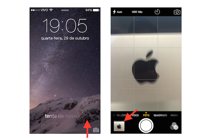 Acessando a câmera do iOS com a tela bloqueada (Foto: Reprodução/Marvin Costa)