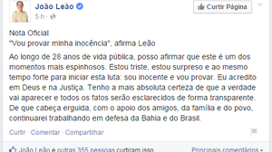 O vice-governador se manifesta nas redes sociais sobre estar sendo investigado pela Lava Jato (Foto: Reprodução/Facebook)