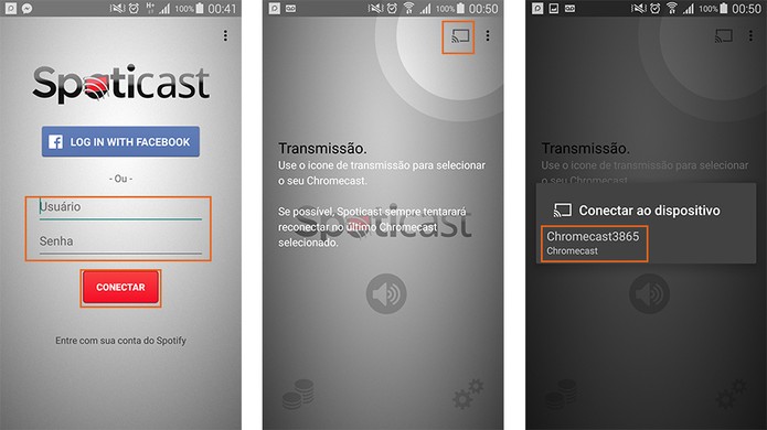 Inicie a transmissão pelo Chromecast com o SpotiCast (Foto: Reprodução/Barbara Mannara)