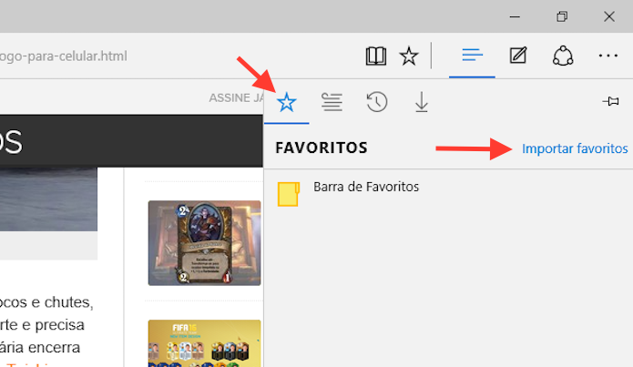 Acessando a ferramenta para importar favoritos do Microsoft Edge (Foto: Reprodução/Marvin Costa)