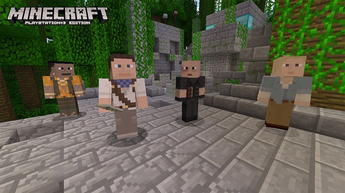 Encarne Nathan Drake e seus amigos no jogo de blocos Minecraft para PlayStation 3 (Foto: PlayStation Blog)