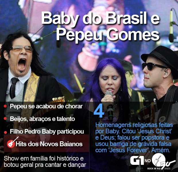 Baby do Brasil e Pepeu Gomes se reencontraram para show no Palco Sunset do Rock in RIo (Foto: Alexandre Durão/G1)