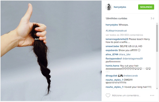 Harry Styles em post no Instagram (Foto: Reprodução)