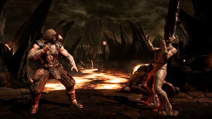 Para seu outro Brutality, Tremor prende as pernas do inimigo e o perfura com uma estalactite (Foto: Reprodução/Event Hubs)