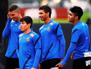 Alison, Lucas Otávio, Leandrinho e Gabriel (Foto: Ricardo Saibun/Divulgação Santos FC)