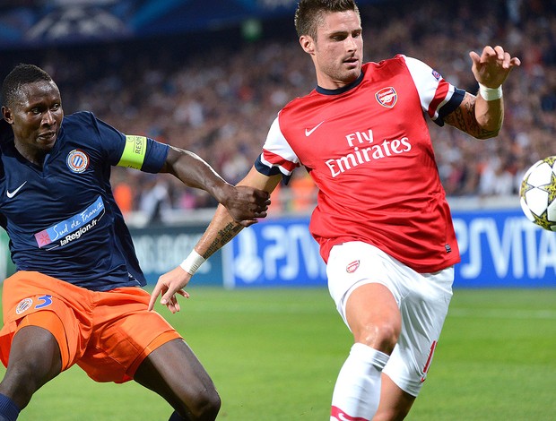  Mapou Yanga-Mbiwa e Olivier Giroud, Montpellier x Arsenal (Foto: Agência Reuters)