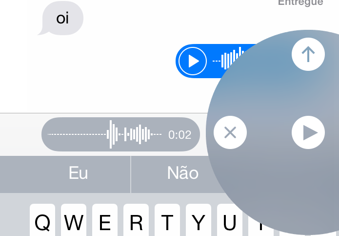 Enviando uma mensagem de voz no app mensagens (Foto: Reprodução/Edivaldo Brito)