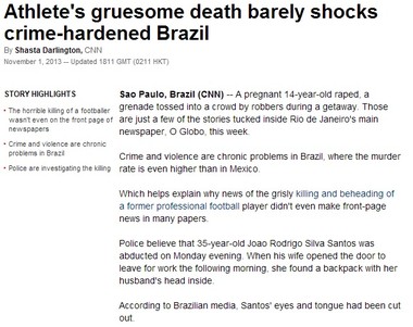 Repercussão internacional da morte de ex-jogador no Brasil (Foto: Reprodução/CNN)