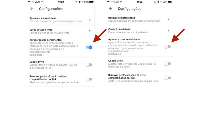 Desmarque a opção Agrupar rostos semelhantes para desativar o recurso (Foto: Gabriella Fiszman/ TechTudo)