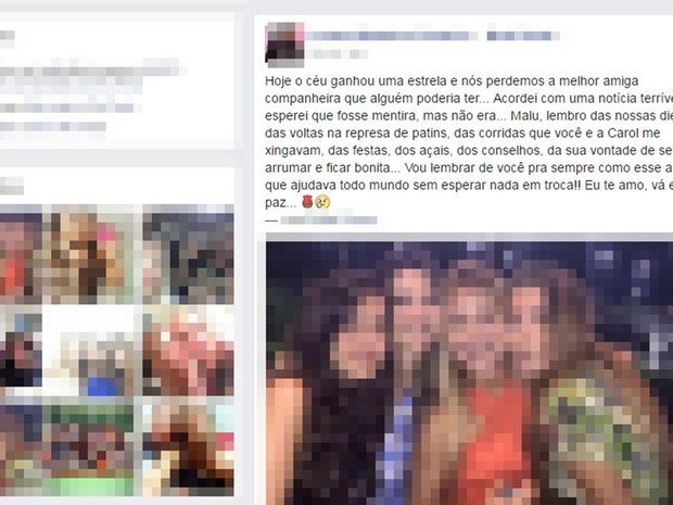 Amiga fez postagem em rede social (Foto: Reprodução/Facebook) Amiga fez postagem em rede social (Foto: Reprodução/Facebook)