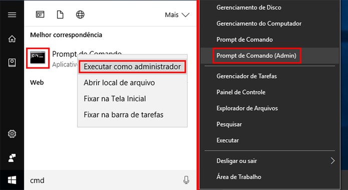 Executando o Prompt de Comando como Administrador (Foto: Edivaldo Brito/TechTudo) Executando o Prompt de Comando como Administrador (Foto: Edivaldo Brito/TechTudo)