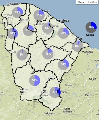 Situação hídrica no Ceará (Foto: Google/Reprodução)