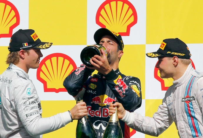 Daniel Ricciardo, Nico Rosberg e Valtteri Bottas F1 pódio (Foto: Reuters)