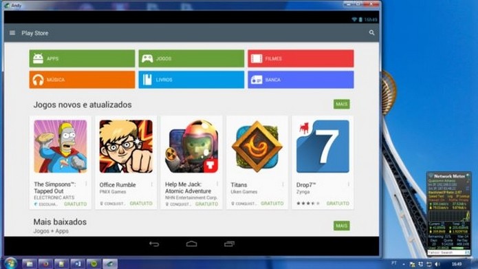 Andy simula o ambiente Android e permite baixar apps para o PC (Foto: Reprodução/Dario Coutinho)