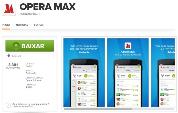 Instale o Opera Max em seu smartphone (Foto: Reprodução/Helito Bijora) 