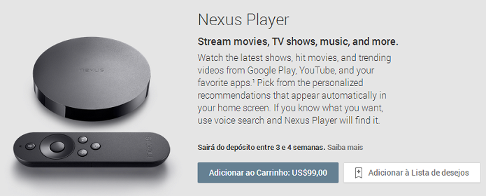 Nexus Player teve pré-venda pausada, mas já voltou ao Play americano (Foto: Reprodução/Aline Jesus)