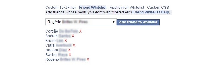 Friend Whitelist reúne amigos que não serão filtrados (Foto: Reprodução/Raquel Freire)
