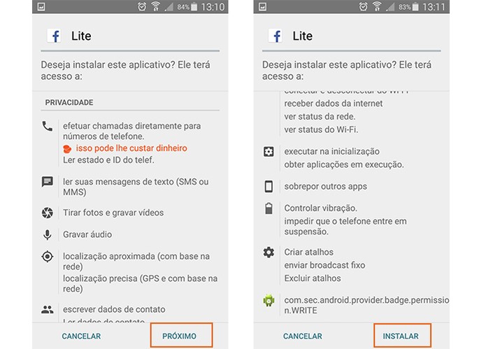 Inicie e conclua a instalação da APK do Facebook Lite no Android (Foto: Reprodução/Barbara Mannara)