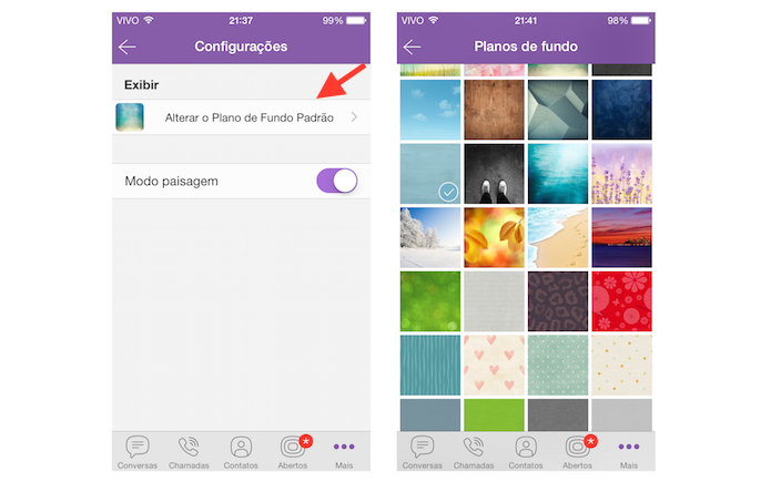 Acessando as opções de plano de fundo do Viber (Foto: Reprodução/Marvin Costa)