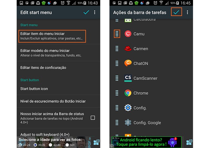 Personalize com seus aplicativos de destaque no topo (Foto: Reprodução/Barbara Mannara)