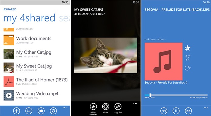 4Shared é um famoso site de compartilhamento de arquivos que ganhou um cliente oficial para WP (Foto: Divulgação/Windows Phone Store)