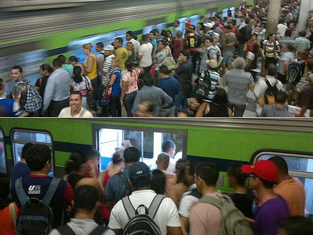 Por causa do apagão, metrô do Recife está lotado na volta para casa (Foto: Luna Markman / G1)