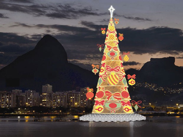Árvore da Lagoa simbolizando  a estação do verão, Natal no Brasil (Foto: Divulgação)