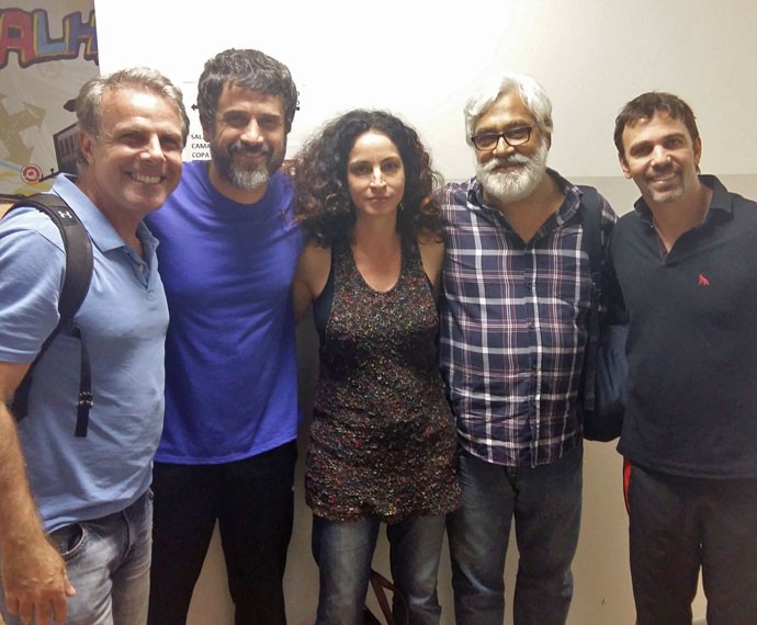 Paulo Halm e Rosane Svartman com o diretor Marcus Figueiredo, e os atores Marcelo Faria e Eriberto Leão (Foto: Bel Bonotto/Gshow)