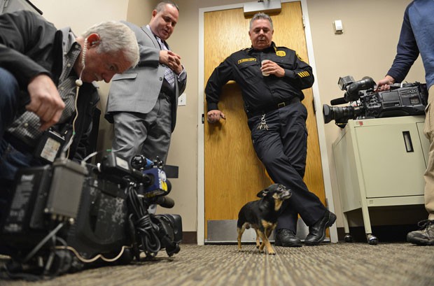 Zulma Solis recuperou cão que tinha sido roubado com carro (Foto: Tariq Zehawi/The Record of Bergen County/AP)