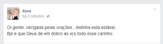 Xuxa agradece apoio de fãs e fala do estado da mãe, Dona Alda (Foto: Facebook / Reprodução)