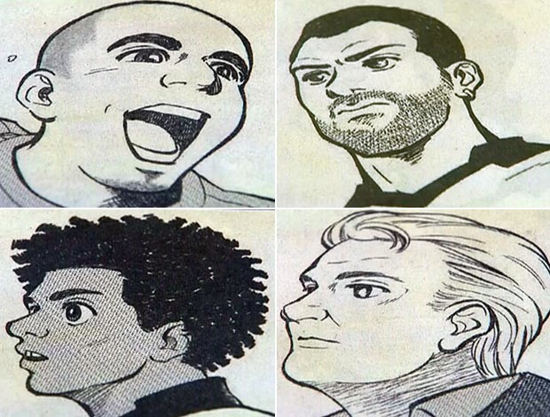 Todos os jogadores, incluindo o técnico Tite, foram representados em mangá japonês (Foto: Reprodução SporTV)