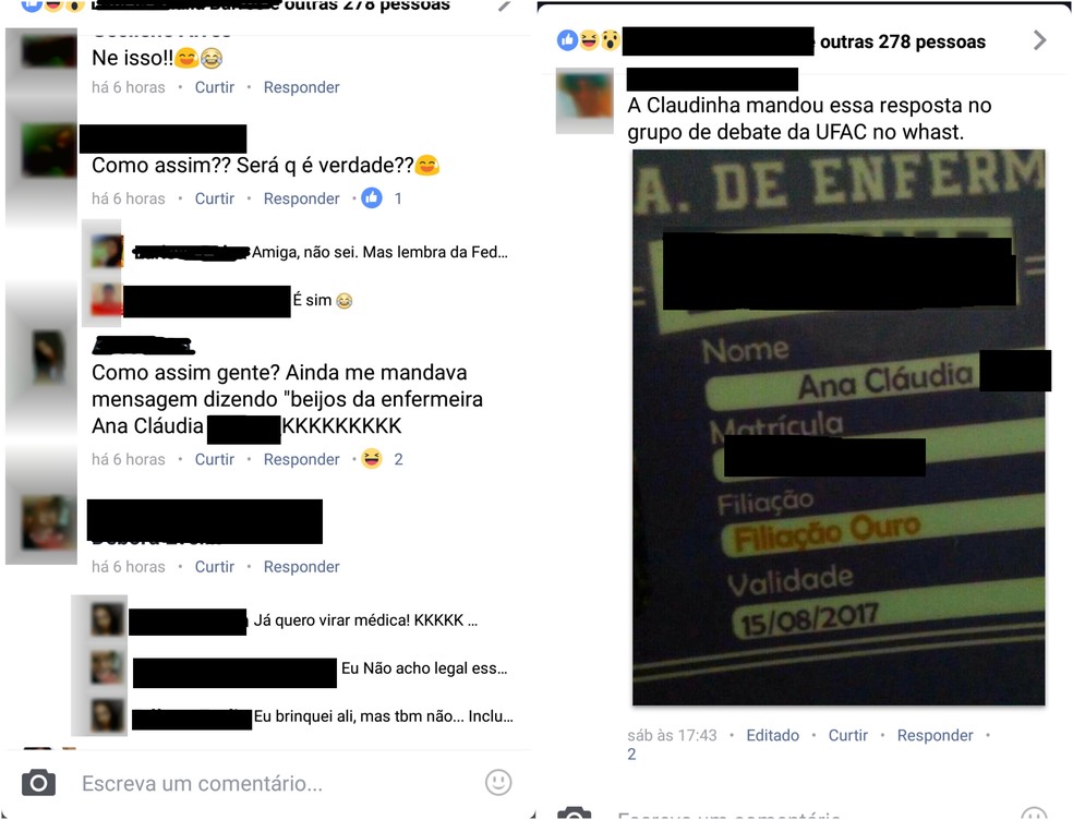Em grupo, alunos postaram ficha de grupo acadêmico de enfermagem que seria usada por Ana Cláudia (Foto: Reprodução/Facebook)