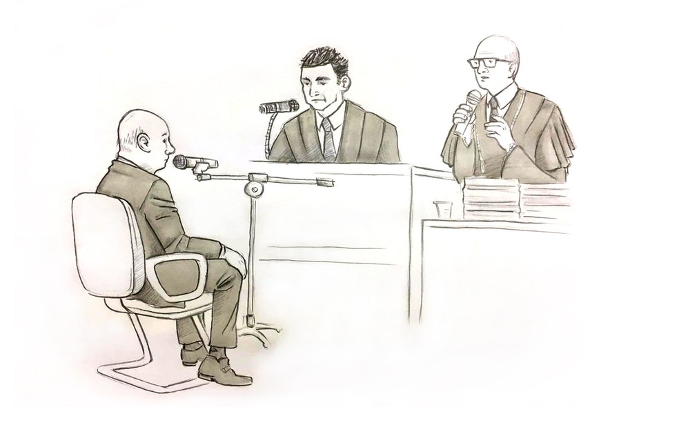 Ilustração mostra o depoimento de um detetive particular contratado por Elize (Foto: ROberta Jaworski/Editoria de Arte/G1)