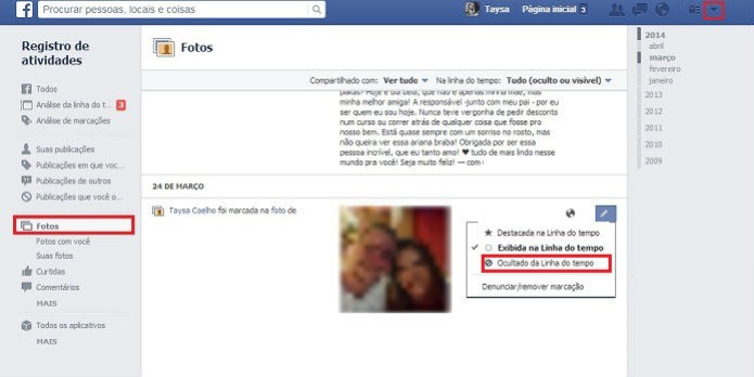 Tirar as fotos em que está marcado da linha do tempo é um processo simples no Facebook (Foto: Reprodução/Taysa Coelho) Tirar as fotos em que está marcado da linha do tempo é um processo simples no Facebook (Foto: Reprodução/Taysa Coelho)