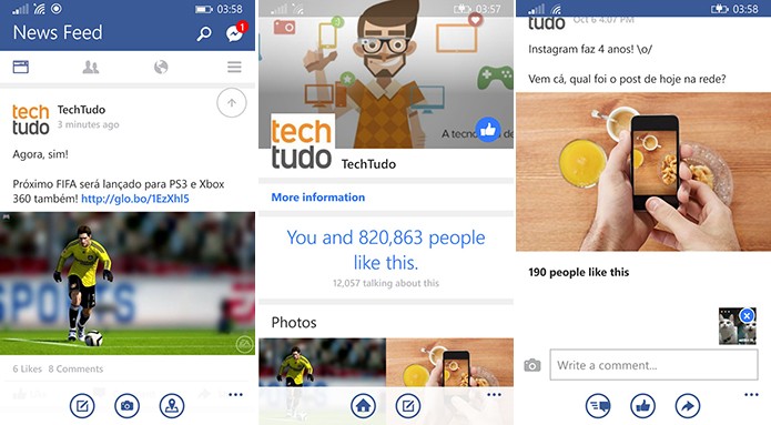 Facebook Beta recebeu atualização que permite postar fotos nos comentários (Foto: Reprodução/Elson de Souza)