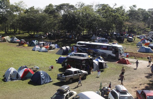 Acampamento chileno no Rio de Janeiro (Foto: Gabriel de Paiva)