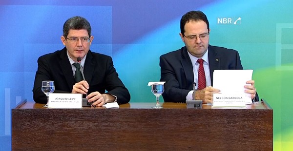 O ministro da Fazenda, Joaquim Levy, e o ministro do Planejamento, Nelson Barbosa. (Foto: Reprodução)