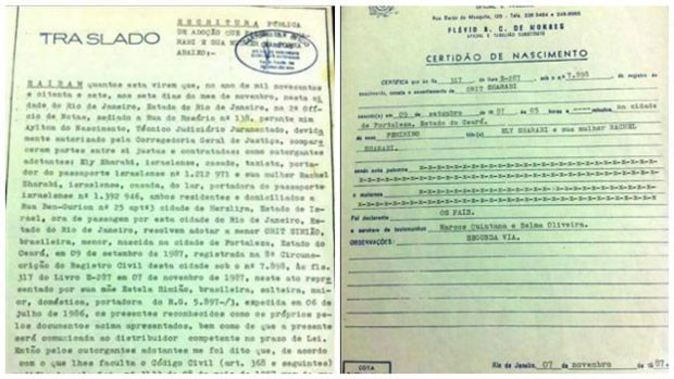 Orit só tem dois documentos: documento de adoção e certidão de nascimento (Foto: BBC/Arquivo Pessoal)