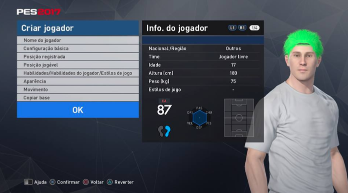 PES 2017: como criar um jogador com suas características no jogo (Foto: Reprodução/Felipe Vinha)