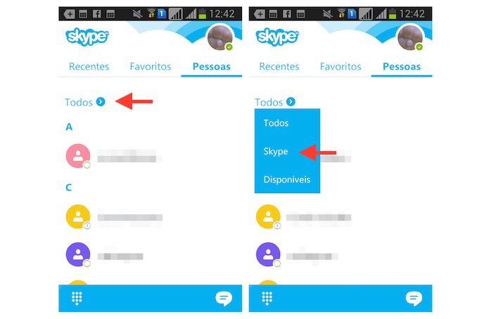 Visualizando contatos bloqueados na lista de amigos do Skype para Android (Foto: Reprodução/Marvin Costa) Visualizando contatos bloqueados na lista de amigos do Skype para Android (Foto: Reprodução/Marvin Costa)