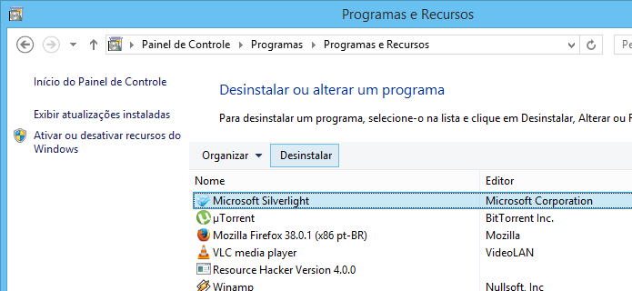 Desinstalando o Microsoft Silverlight (Foto: Reprodução/Helito Bijora)