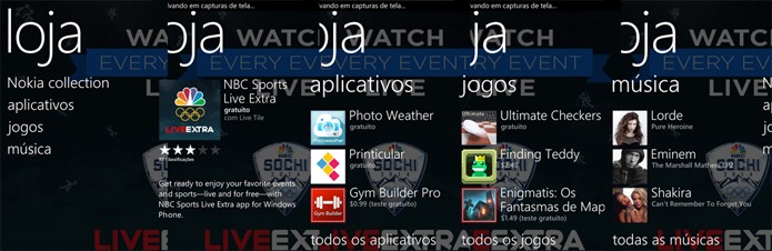 Loja de aplicativos para Windows Phone dos Estados Unidos possui maior variedade do que a brasileira (Foto: Reprodução/Elson de Souza)