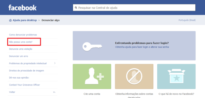 O Facebook permite denúncias de internautas que não possuem conta na rede social (Foto: Reprodução/Lívia Dâmaso)