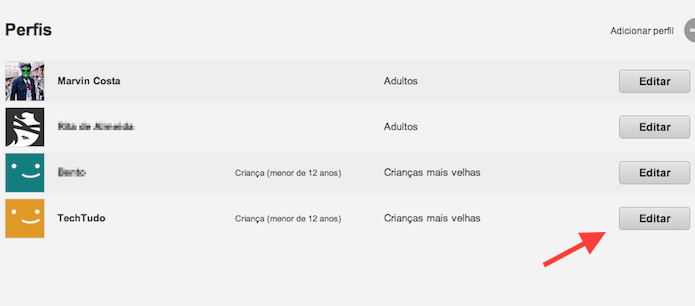 Editando um perfil de criança no Netflix (Foto: Reprodução/Marvin Costa)