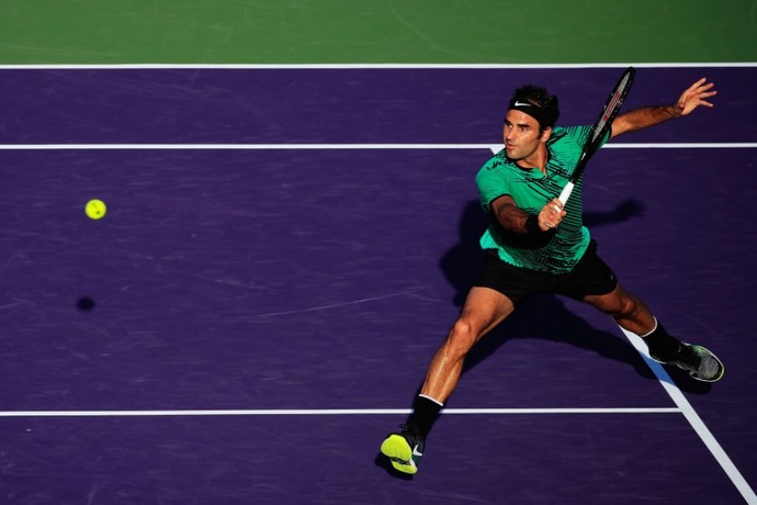 Roger Federer na partida contra Tomas Berdych no Masters 1000 de Miami (Foto: Divulgação)